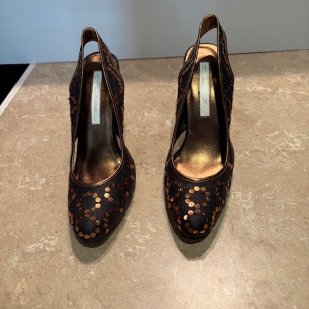 C Label sequin slingback pumps